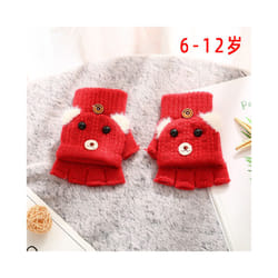 Kids Gloves Winter New 6-12Years Cute Cartoon Baby Boys Girls Flip Gloves - red 6-12years