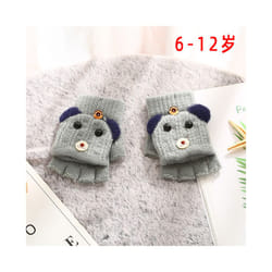 Kids Gloves Winter New 6-12Years Cute Cartoon Baby Boys Girls Flip Gloves - dark green 6-12years