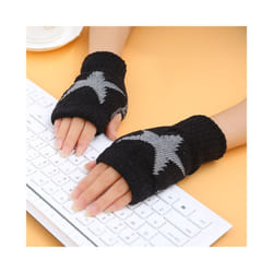 1Pair Winter Warm Women Boys & Girl's Students Gloves,Fashion  Knitted - Black