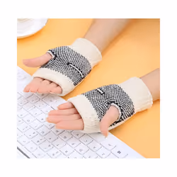 1Pair Winter Warm Women Boys & Girl's Students Gloves,Fashion  Knitted - Black