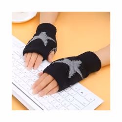 1Pair Winter Warm Women Boys & Girl's Students Gloves,Fashion  Knitted - Black
