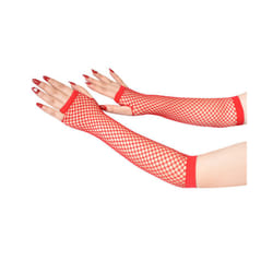Fine Net Medium Length Fishing Net Elastic Glove Feeling Mesh Glove Ancient - One Size, Red