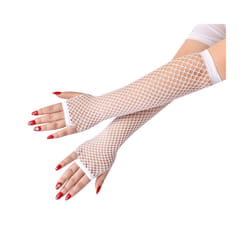 Fine Net Medium Length Fishing Net Elastic Glove Feeling Mesh Glove Ancient - One Size, White