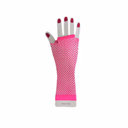 Fine Net Medium Length Fishing Net Elastic Glove Feeling Mesh Glove Ancient - One Size, Rose red