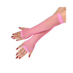Fine Net Medium Length Fishing Net Elastic Glove Feeling Mesh Glove Ancient - One Size, Pink