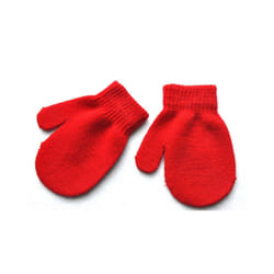1-4 Years Winter Knitted Gloves For Baby Boys And Girls Warm Rope Full - red