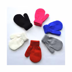 1-4 Years Winter Knitted Gloves For Baby Boys And Girls Warm Rope Full - black