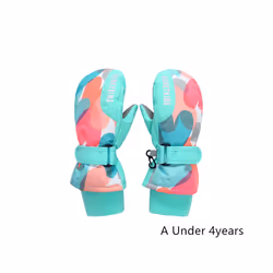 Kids Winter Ski Gloves Waterproof Warm Padded Mitten For Girls Boys Outdoor - A xS Under 4Y