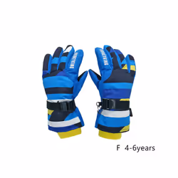 Kids Winter Ski Gloves Waterproof Warm Padded Mitten For Girls Boys Outdoor - F S 4-6Y