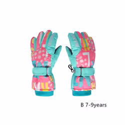 Kids Winter Ski Gloves Waterproof Warm Padded Mitten For Girls Boys Outdoor - B  M 7-9Y