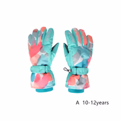 Kids Winter Ski Gloves Waterproof Warm Padded Mitten For Girls Boys Outdoor - A  L 10-12Y