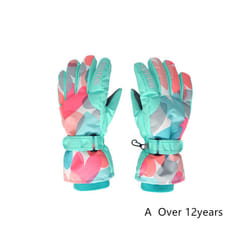 Kids Winter Ski Gloves Waterproof Warm Padded Mitten For Girls Boys Outdoor - A  xL Over 12Y