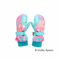 Kids Winter Ski Gloves Waterproof Warm Padded Mitten For Girls Boys Outdoor - B xS Under 4Y