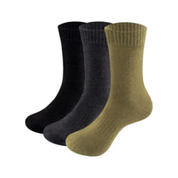 Mens Merino Wool Socks Plain Mid Calf Crew Thick Thermal Warm Socks For - L 37-41EU Size, 2303Multicolor