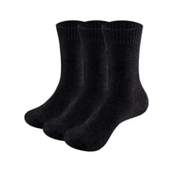 Mens Merino Wool Socks Plain Mid Calf Crew Thick Thermal Warm Socks For - xxL 44 46 EU Size, 2303Black