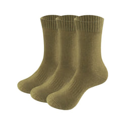 Mens Merino Wool Socks Plain Mid Calf Crew Thick Thermal Warm Socks For - xxL 44 46 EU Size, 2303Green