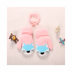 Cartoon Fox Baby Mittens Winter Warm Kids Baby Girl Gloves Knitted Children - style1 pink