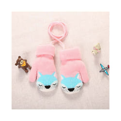 Cartoon Fox Baby Mittens Winter Warm Kids Baby Girl Gloves Knitted Children - style1 pink