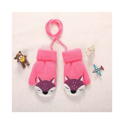 Cartoon Fox Baby Mittens Winter Warm Kids Baby Girl Gloves Knitted Children - style1 peach