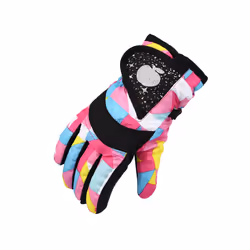Girls Boys Waterproof Warm Gloves Winter Professional Ski Gloves Snow - 3-7 children, Parquet