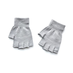 Hot Children Magic Knitted Gloves Kids Stretch Half Finger Glove Winter - One Size, Light Grey
