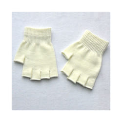 Hot Children Magic Knitted Gloves Kids Stretch Half Finger Glove Winter - One Size, White