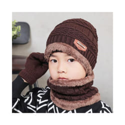 2019 Child Winter Knitted Hat And Scarf Gloves Set Boy Girls Warm Plush - 3-12T, Coffee 3 Pcs Set
