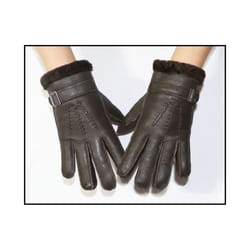 Fur integrated gloves men and women shearling children's gloves winter - One Size, 01 dark brown