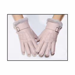 Fur integrated gloves men and women shearling children's gloves winter - One Size, 01 light pink