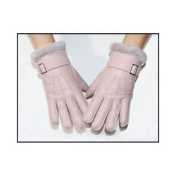 Fur integrated gloves men and women shearling children's gloves winter - One Size, 01 light pink