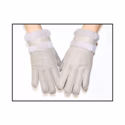Fur integrated gloves men and women shearling children's gloves winter - One Size, 02 Beige
