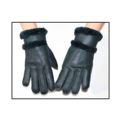 Fur integrated gloves men and women shearling children's gloves winter - One Size, 02 dark green