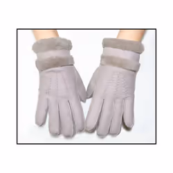 Fur integrated gloves men and women shearling children's gloves winter - One Size, 02 shallow khaki