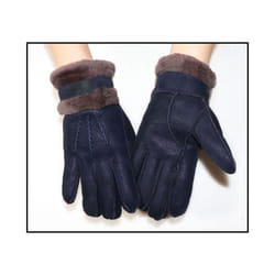 Fur integrated gloves men and women shearling children's gloves winter - One Size, 02 dark blue