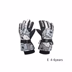 Kids Winter Ski Gloves Waterproof Warm Padded Mitten For Girls Boys Outdoor - E  S 4-6Y