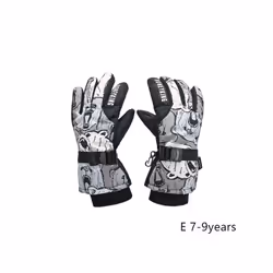 Kids Winter Ski Gloves Waterproof Warm Padded Mitten For Girls Boys Outdoor - E M 7-9Y