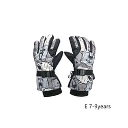 Kids Winter Ski Gloves Waterproof Warm Padded Mitten For Girls Boys Outdoor - E  M 7-9Y