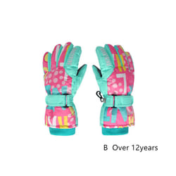 Kids Winter Ski Gloves Waterproof Warm Padded Mitten For Girls Boys Outdoor - B  xL Over 12Y