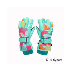 Kids Winter Ski Gloves Waterproof Warm Padded Mitten For Girls Boys Outdoor - D  S 4-6Y