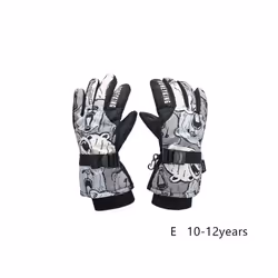 Kids Winter Ski Gloves Waterproof Warm Padded Mitten For Girls Boys Outdoor - E   L 10-12Y
