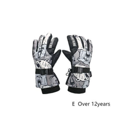 Kids Winter Ski Gloves Waterproof Warm Padded Mitten For Girls Boys Outdoor - E  xL Over 12Y