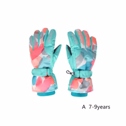 Kids Winter Ski Gloves Waterproof Warm Padded Mitten For Girls Boys Outdoor - A M 7-9Y