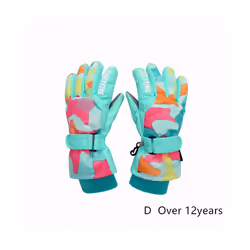 Kids Winter Ski Gloves Waterproof Warm Padded Mitten For Girls Boys Outdoor - D  xL Over 12Y