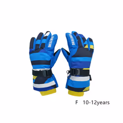 Kids Winter Ski Gloves Waterproof Warm Padded Mitten For Girls Boys Outdoor - F L 10-12Y