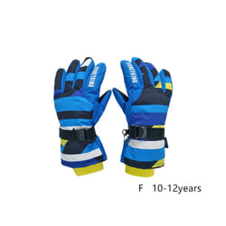 Kids Winter Ski Gloves Waterproof Warm Padded Mitten For Girls Boys Outdoor - F   L 10-12Y