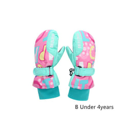Kids Winter Ski Gloves Waterproof Warm Padded Mitten For Girls Boys Outdoor - B xS Under 4Y
