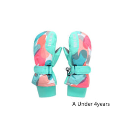 Kids Winter Ski Gloves Waterproof Warm Padded Mitten For Girls Boys Outdoor - A xS Under 4Y