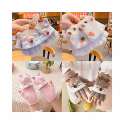 ) 0-10 Years Old Winter Children Girls Soft Half Finger Cover Animal Warm - 0-8 years old, c2945-J5 (0-4 Years