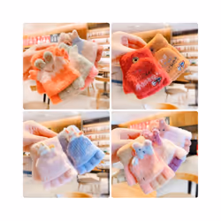 ) 0-8 Old Years Winter Children Girls Soft Half Finger Cover Animal Warm - 0-10 Year old, c6386-2 (0-4 years
