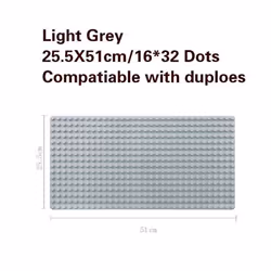 51*25.5cm Large Particle Building Blocks Baseplate Bricks Base Plate DIY Educational Toys for Children Bricks Wall - grey